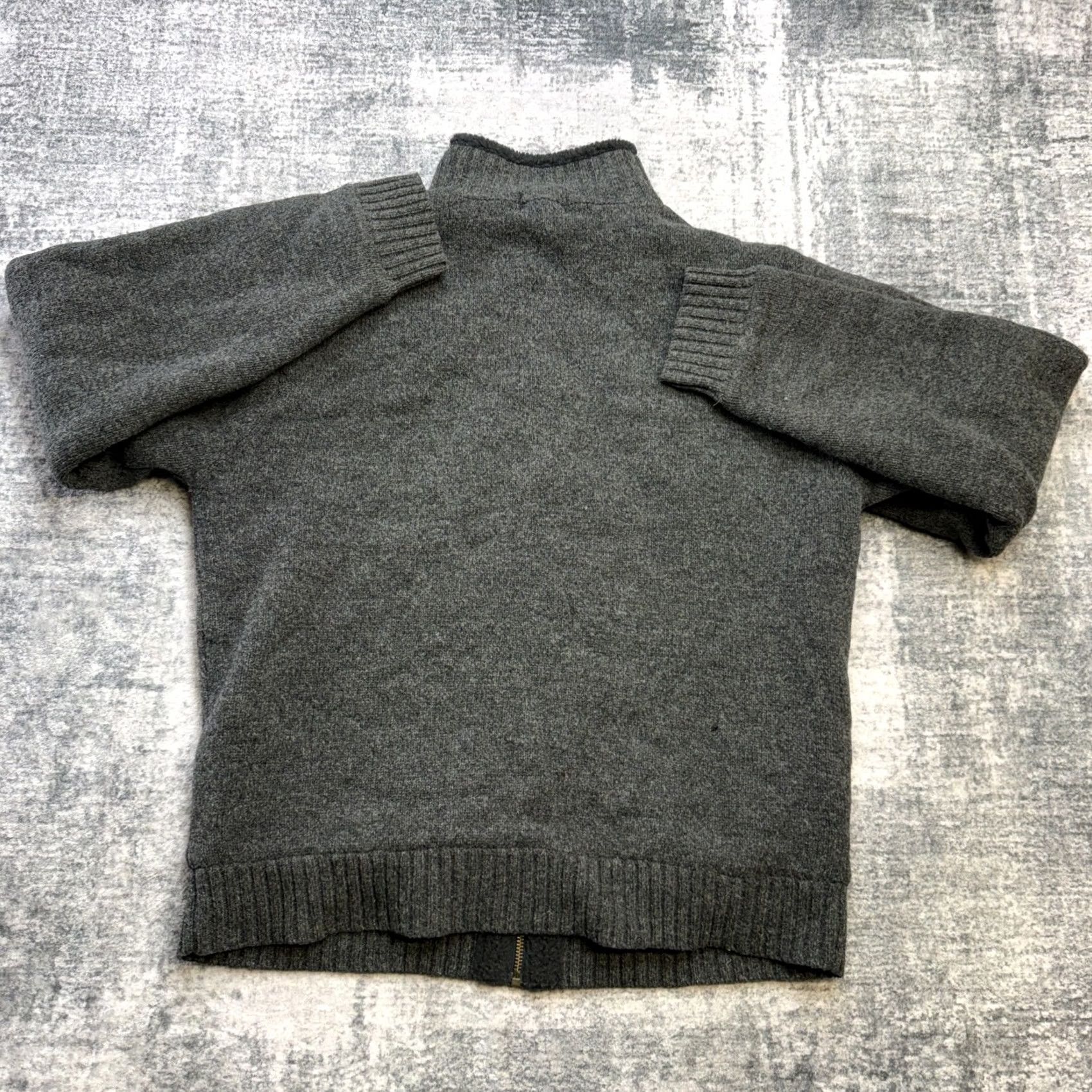 Vintage L.L. Bean Sweater Mens Medium Gray Full Zip Ragg Wool Lined Mock Neck Casual Workwear Knit Pattern: Solid Size US M / EU 48-50 / 2 - 7 Thumbnail