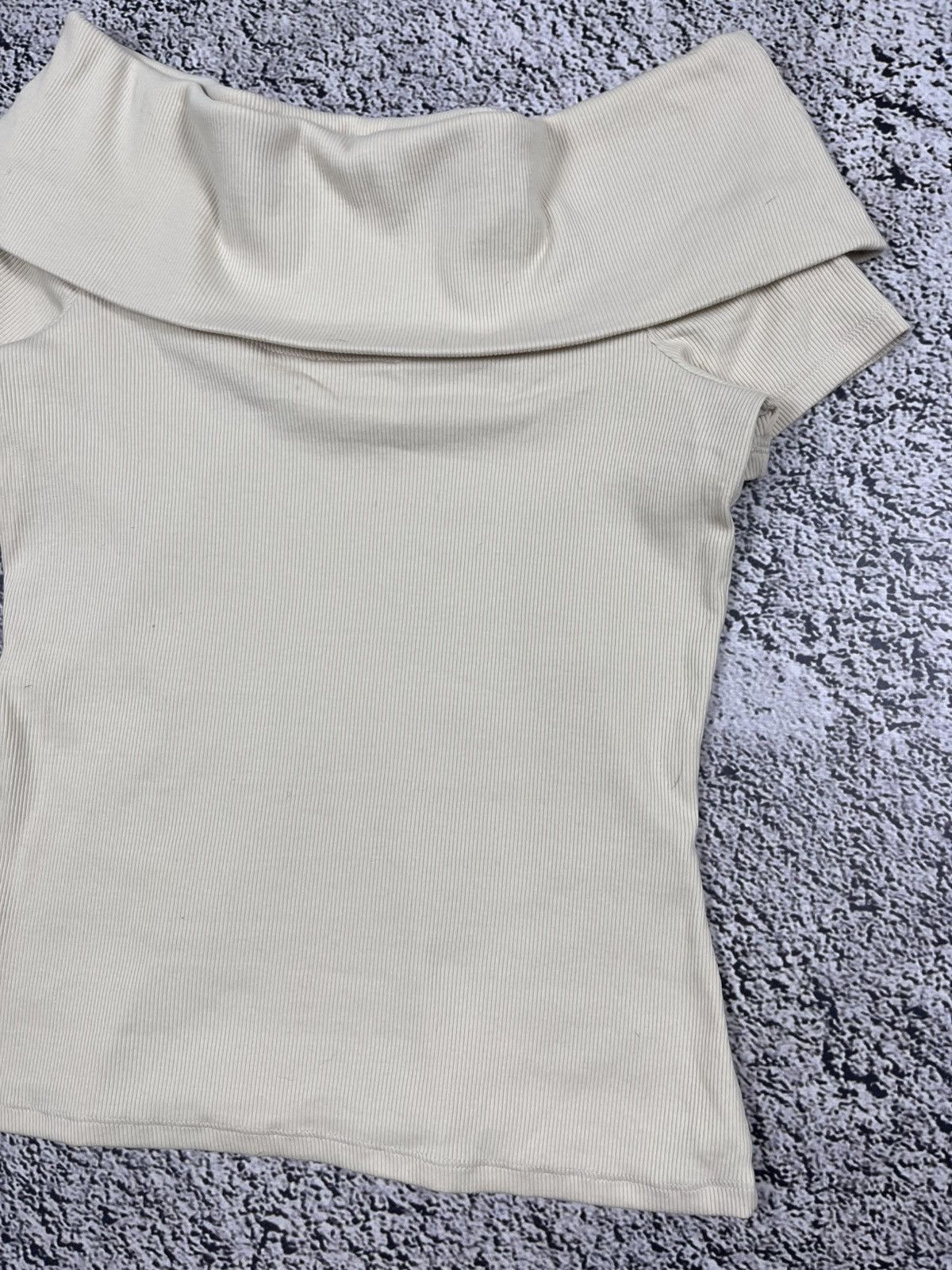 Sezane Sézane Jared Off-Shoulder Ribbed Cream Top Size M / US 6-8 / IT 42-44 - 10 Thumbnail
