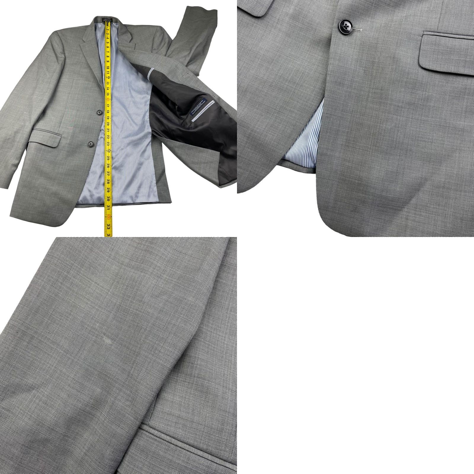 Tommy Hilfiger Tommy Hilfiger Men's Blazer 48 Long Gray 100% Wool 2-Button Jacket Coat Jacket Front Two-Button Notch Lapel Classic Fit Wool Blazer Mens Size 48R - 9 Thumbnail