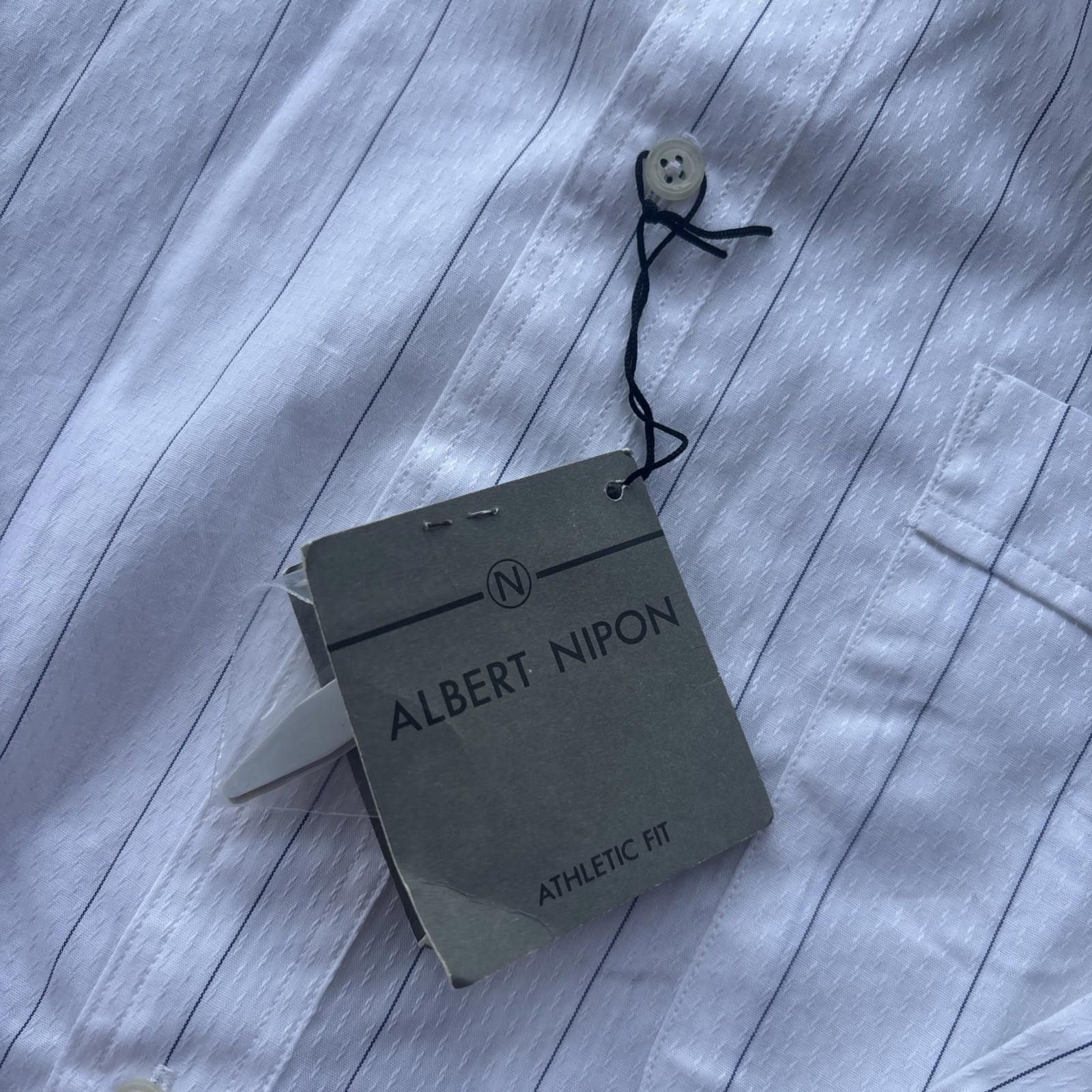 Albert Nipon Men's Albert Nippon Long Sleeve Shirt Size 16 White Striped Size 38R - 3 Thumbnail