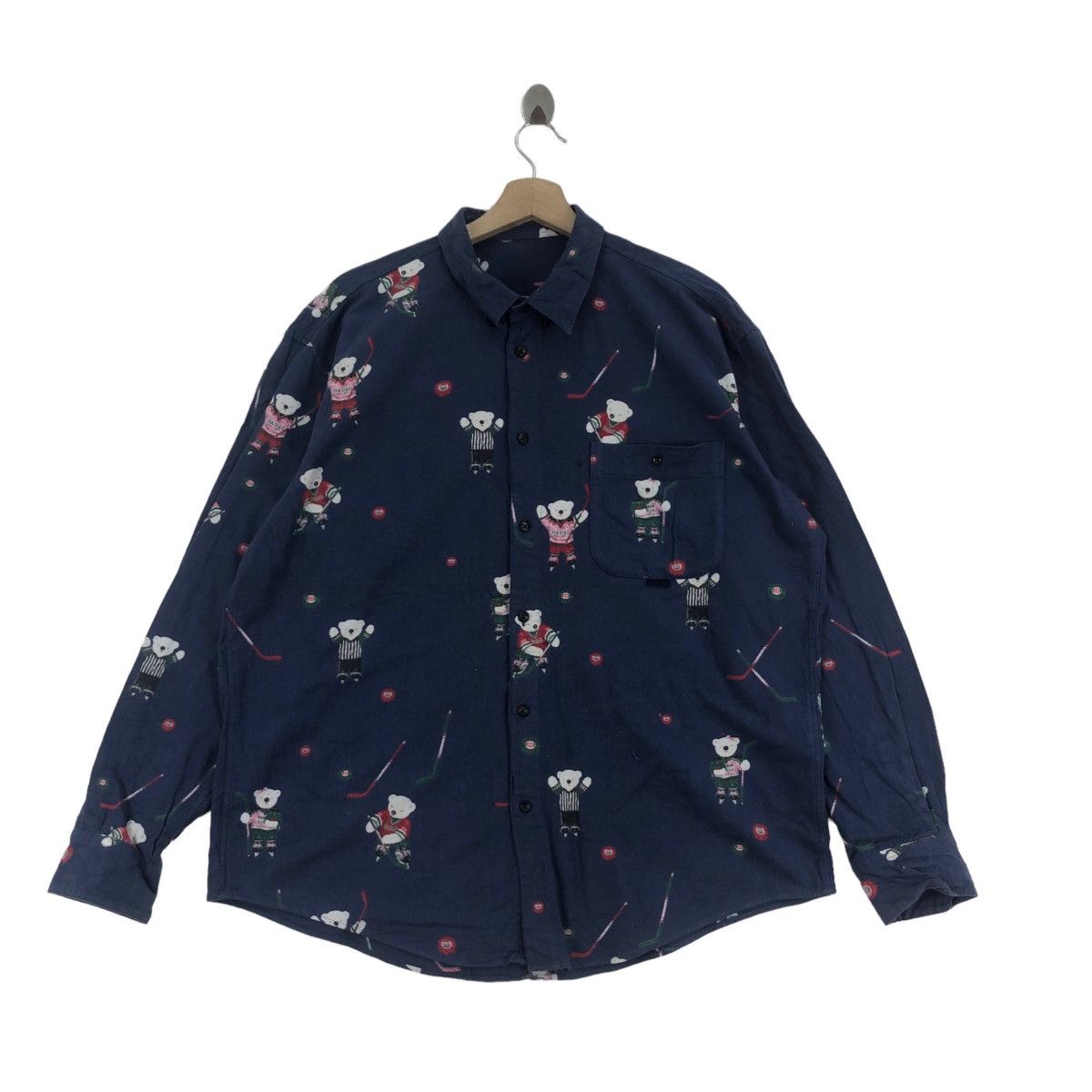 Japanese Brand × Vintage Vintage PAPAS Shirt Buttons Up Bear Hockey Ice Size US XL / EU 56 / 4 - 1 Thumbnail
