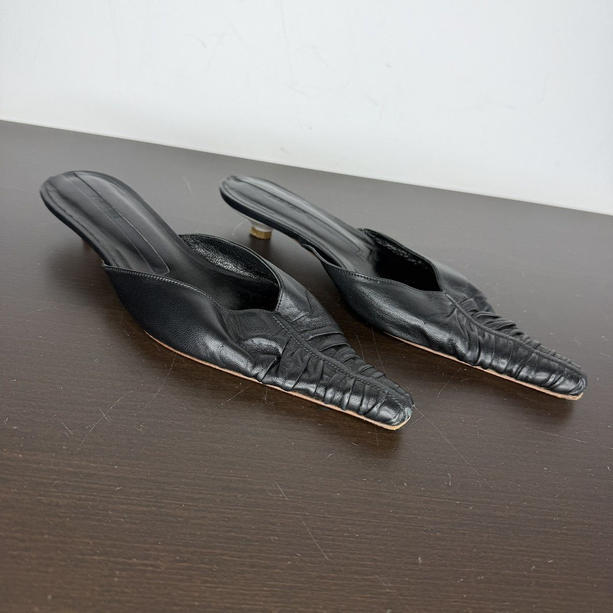Vintage Ahler Black Leather Sandals Mules Y2K Avant Garde Shoes Size US 7 / IT 37 - 3 Thumbnail