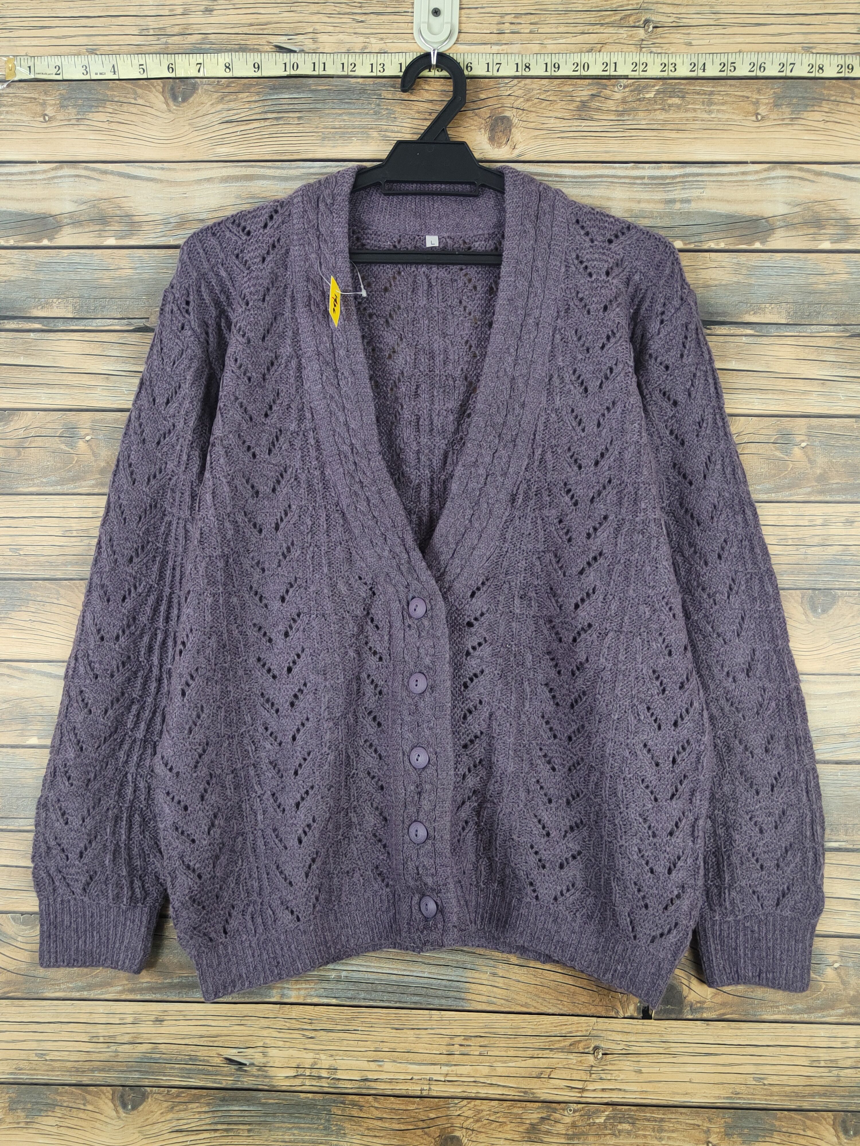 Japanese Brand Japan crochet vintage Purple Knitwear Cardigan #W1096 Size US L / EU 52-54 / 3 - 1 Thumbnail