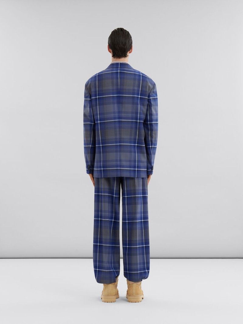 Marni o1w1db11125 Checked Wool Blazer in Blue Size US M / EU 48-50 / 2 - 4 Thumbnail