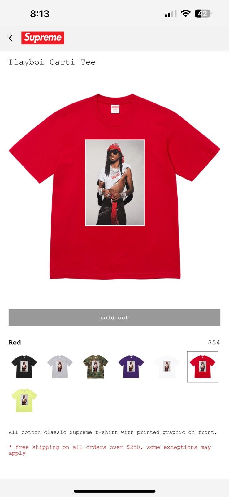 SUPREME PLAYBOI CARTI PHOTO TEE *BRAND NEW*