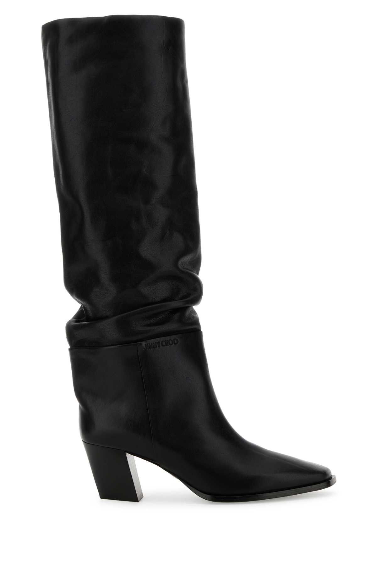 Jimmy Choo Black Leather Hart 60 Boots Size US 11 / IT 41 - 1 Thumbnail
