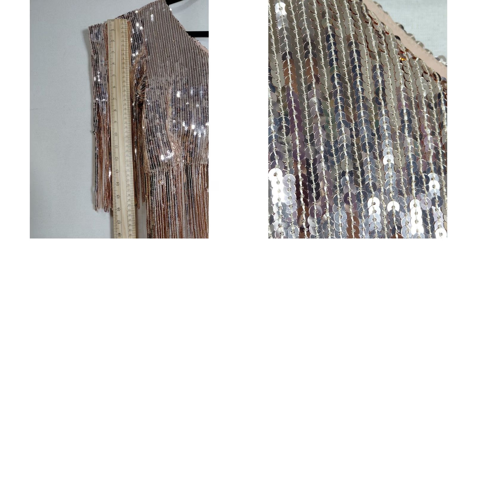 Vintage MARIANA CAMACHO -M- Sequin Fringe Top Silver Short M Women Size M / US 6-8 / IT 42-44 - 8 Thumbnail