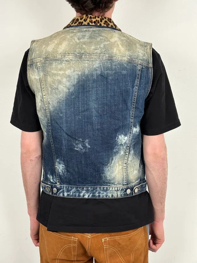 Dsquared2 SS2013 Dsquared2 Blue Distressed Leopard Collar Denim Vest Size US M / EU 48-50 / 2 - 4 Thumbnail