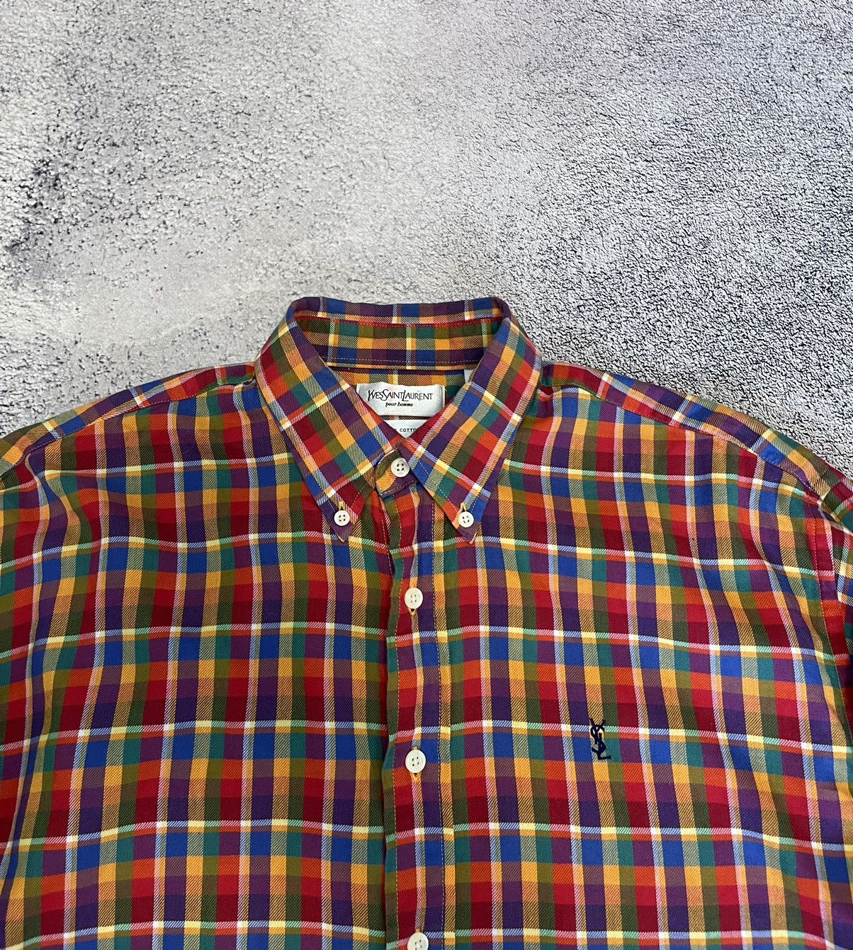 Yves Saint Laurent YSL Yves Saint Laurent Mens L Plaid Shirt Vintage Hong Kong Size US L / EU 52-54 / 3 - 6 Thumbnail