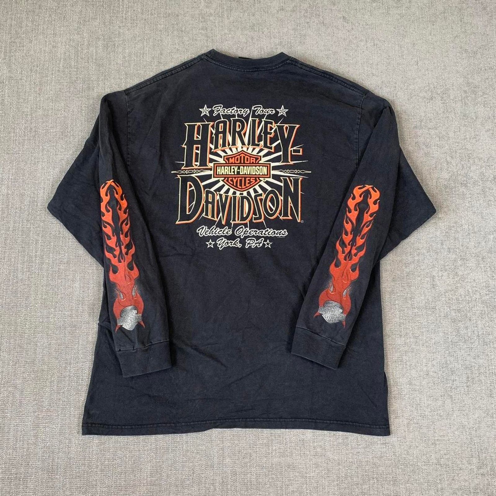 Harley Davidson Y2K Harley Davidson Flame long sleeve black T-shirt Size US XL / EU 56 / 4 - 4 Thumbnail