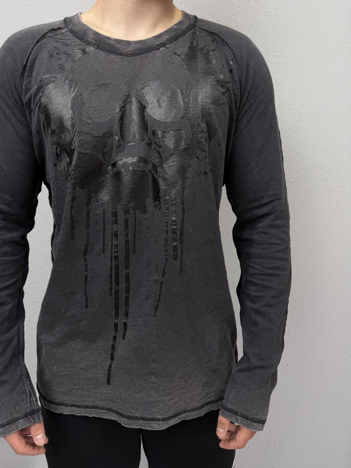 If Six Was Nine Vintage Skull Print Long Sleeve Rick Owens Style Size US L / EU 52-54 / 3 - 3 Thumbnail
