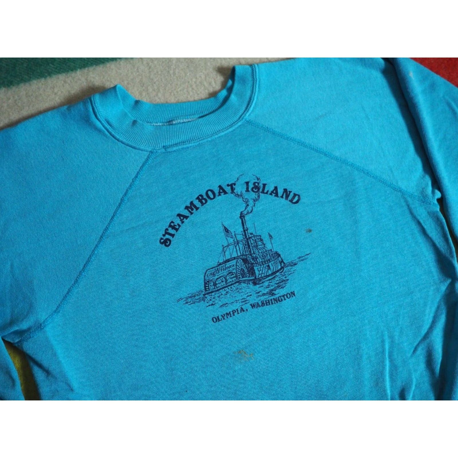 Vintage VTG 70s 80s Steamboat Island Olympia WA Blue PNW USA Pullover Sweatshirt S Size US S / EU 44-46 / 1 - 2 Thumbnail