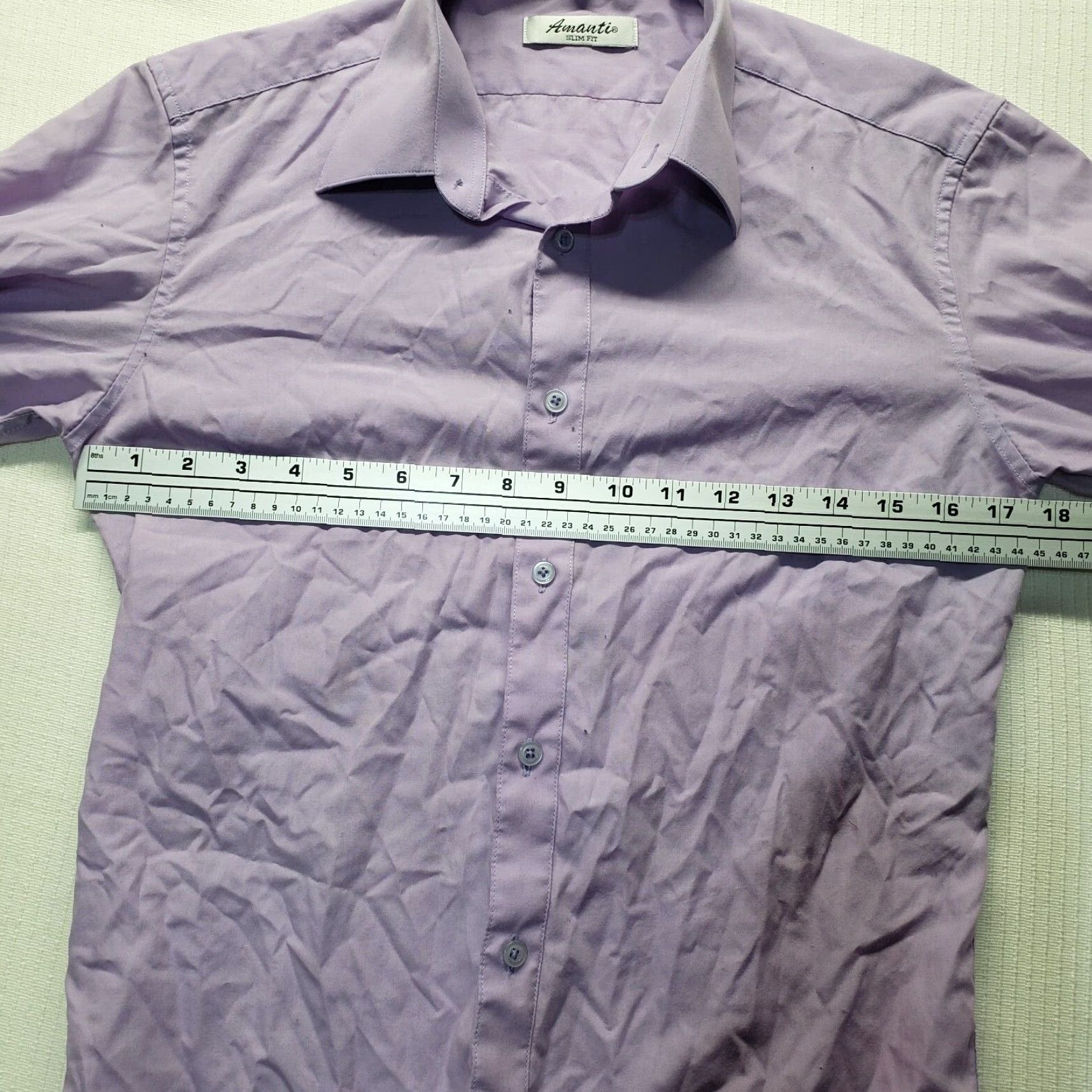 Vintage Amanti Dress Shirt Mens 14.5 32/33 Slim Button-Down Long Sleeve Solid Purple Shirt Size 36R - 4 Thumbnail