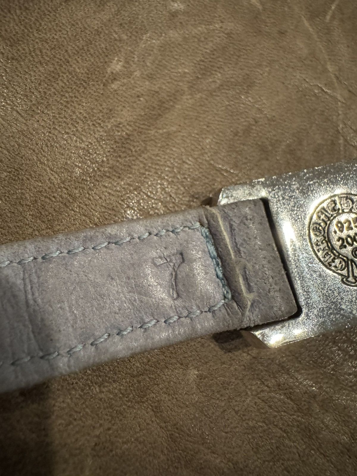 Chrome Hearts Chrome Hearts Blue Leather Rhodium Harness Clasp Bracelet Size ONE SIZE - 7 Thumbnail