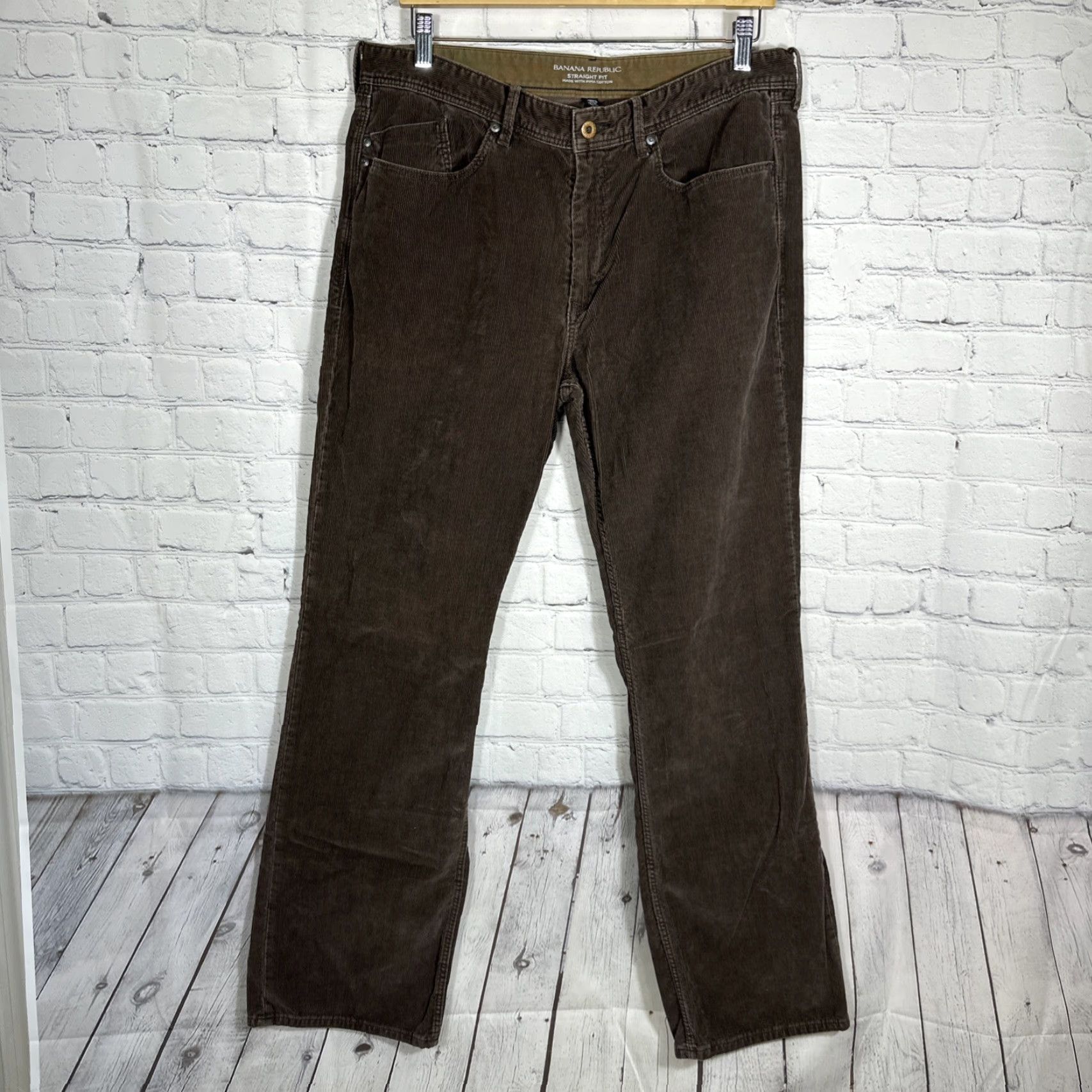 Banana Republic Banana Republic Pants Chino Straight Fit Brown 34x32 Cotton Pima Size US 34 / EU 50 - 2 Thumbnail