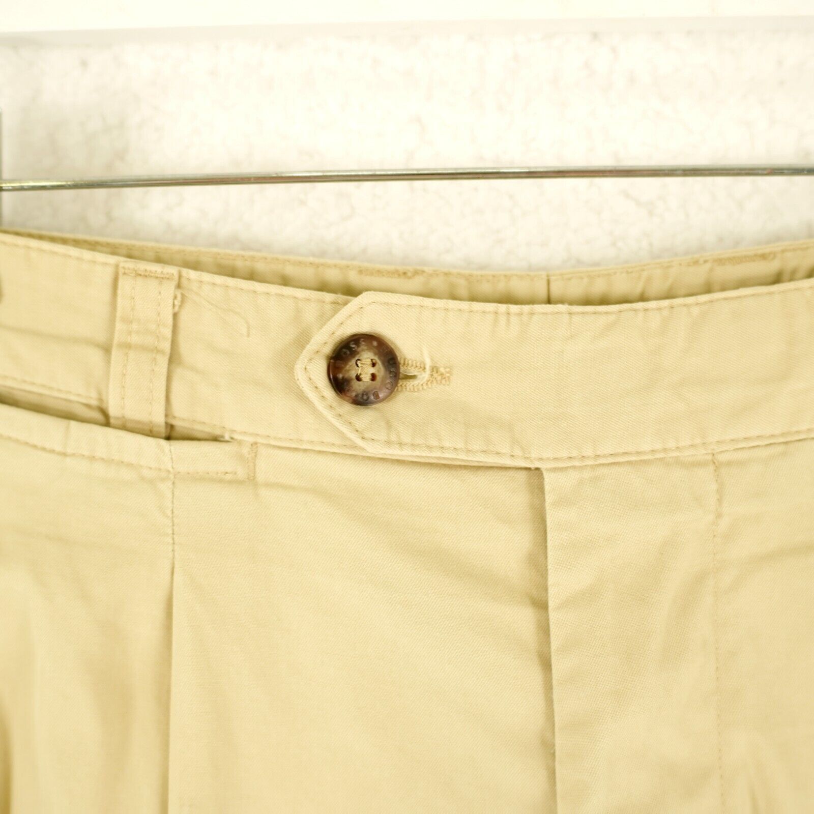 Hugo Boss Hugo Boss King Cream Yellow Pleated High Rise Cotton Chino P Size US 32 / EU 48 - 3 Thumbnail