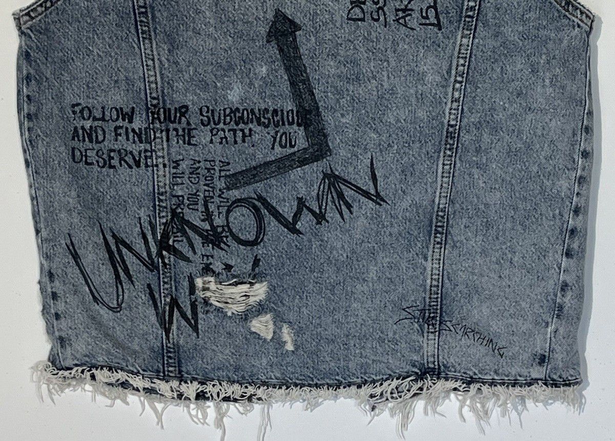 Other Zara Distressed Denim Graffiti Jean Sleeveless Jacket Vest Size US S / EU 44-46 / 1 - 11 Thumbnail