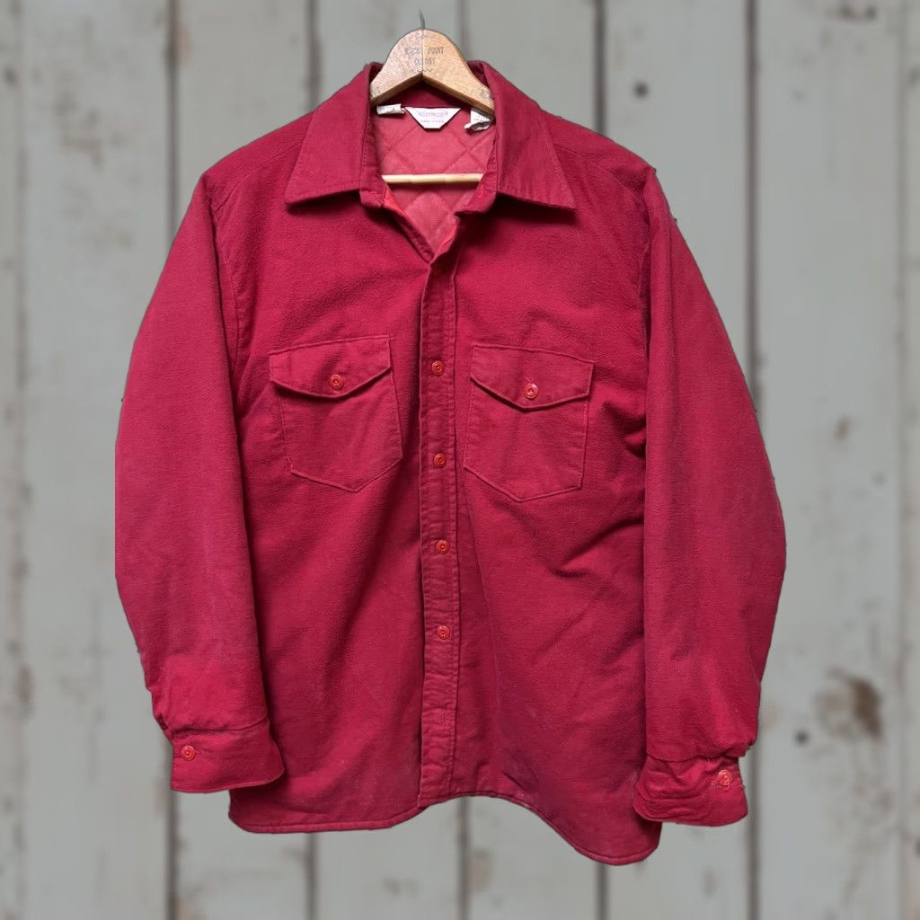 Vintage VINTAGE Frostproof Flannel Quilted Shirt Jacket USA Made Grunge 70s Red Large L Men Shirt Jacket Quilted Lined Size US XL / EU 56 / 4 - 1 Thumbnail