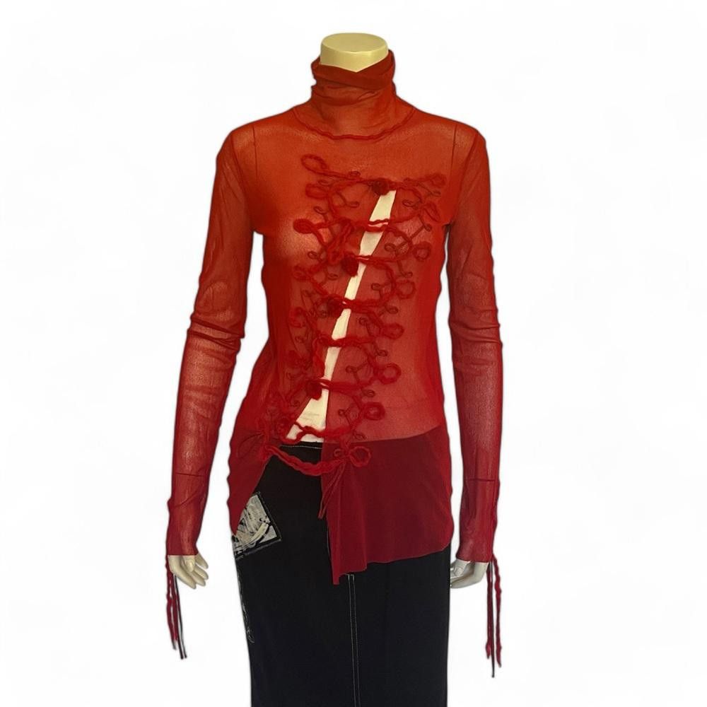 Jean Paul Gaultier Jean Paul Gaultier Sheer Asymmetric Turtleneck Blouse Size L Size L / US 10 / IT 46 - 1 Thumbnail