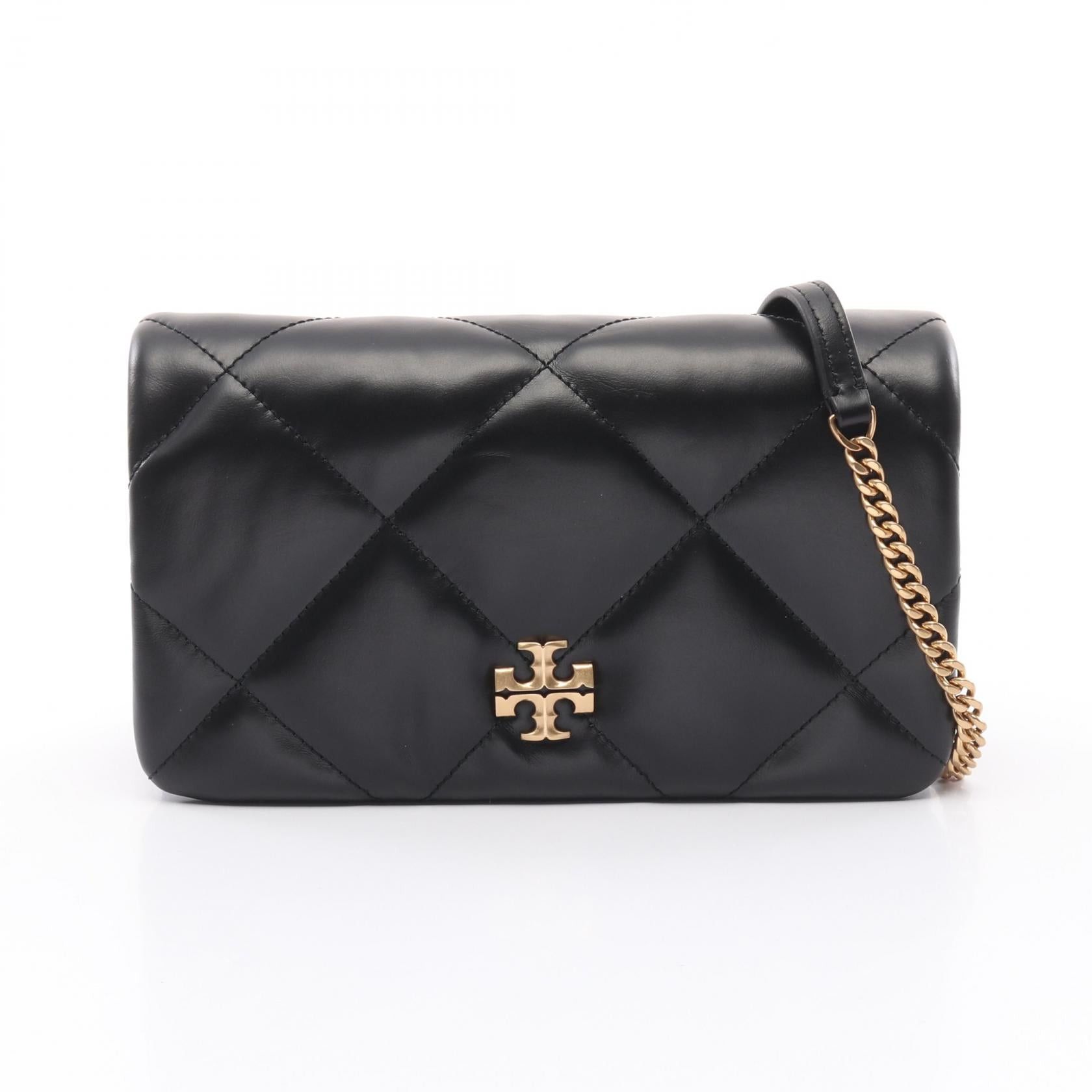 Tory Burch Kira Diamond Shoulder Bag Leather Black, Women's