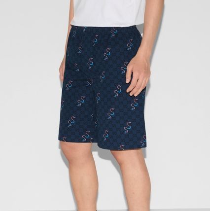 Gucci o1loc1c0226 810782 Printed Cotton Ripstop Shorts in Blue Size US 38 / EU 54 - 2 Thumbnail