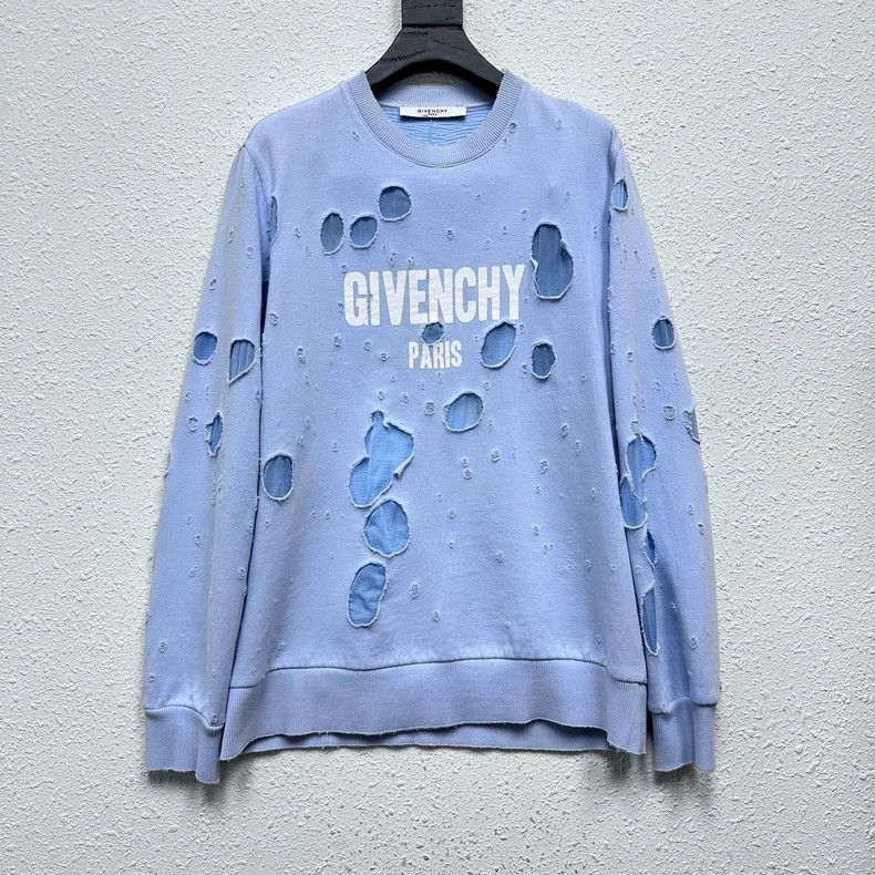 Givenchy Givenchy Ripped smog blue hoodie DY6313 Size US M / EU 48-50 / 2 - 1 Thumbnail
