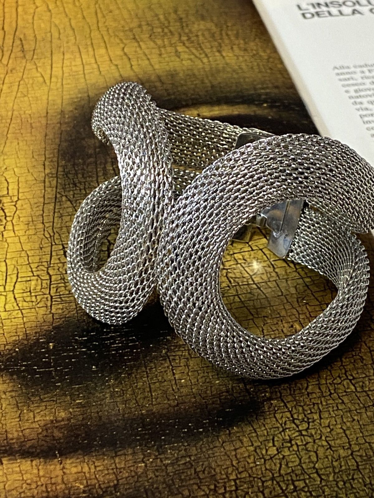 Hysteric Glamour Large Silver Mesh Twisted Statement Bangle Bracelet Size ONE SIZE - 6 Thumbnail