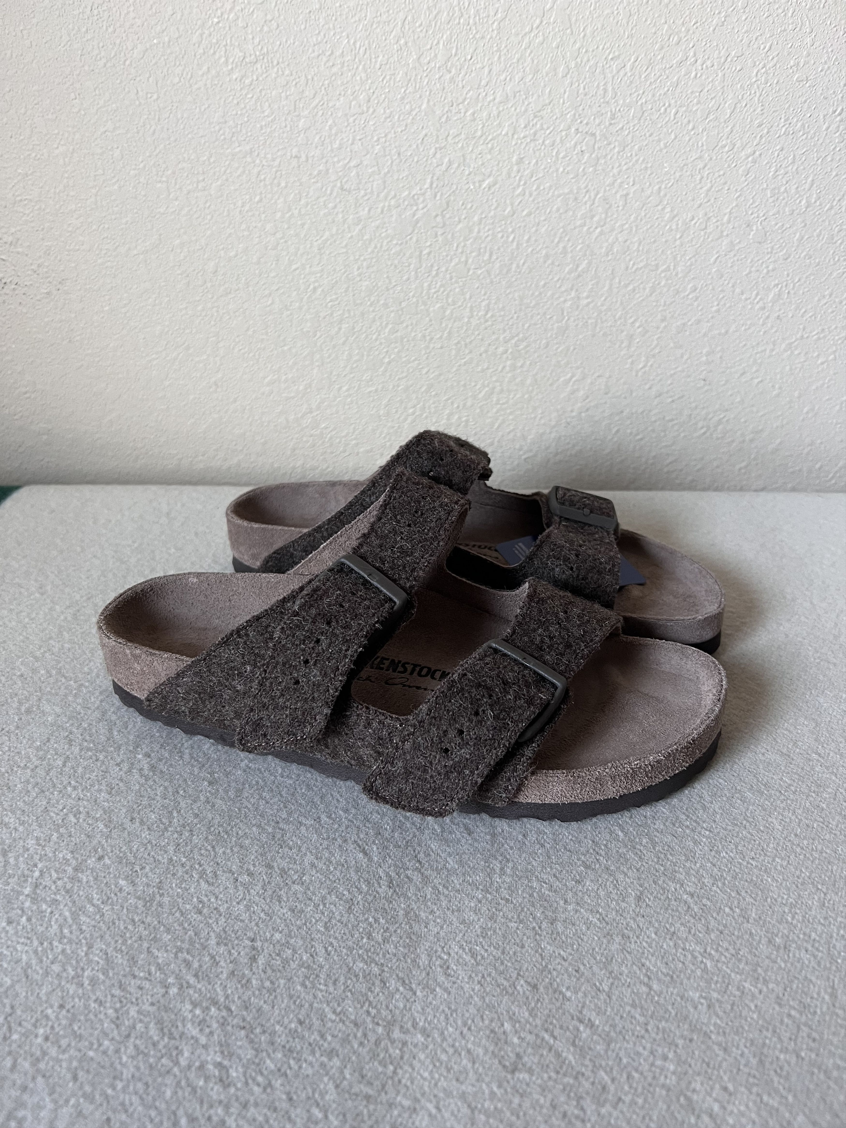 image of Birkenstock Arizona In Army Felt Brown Shoes, Men's (Size 7)