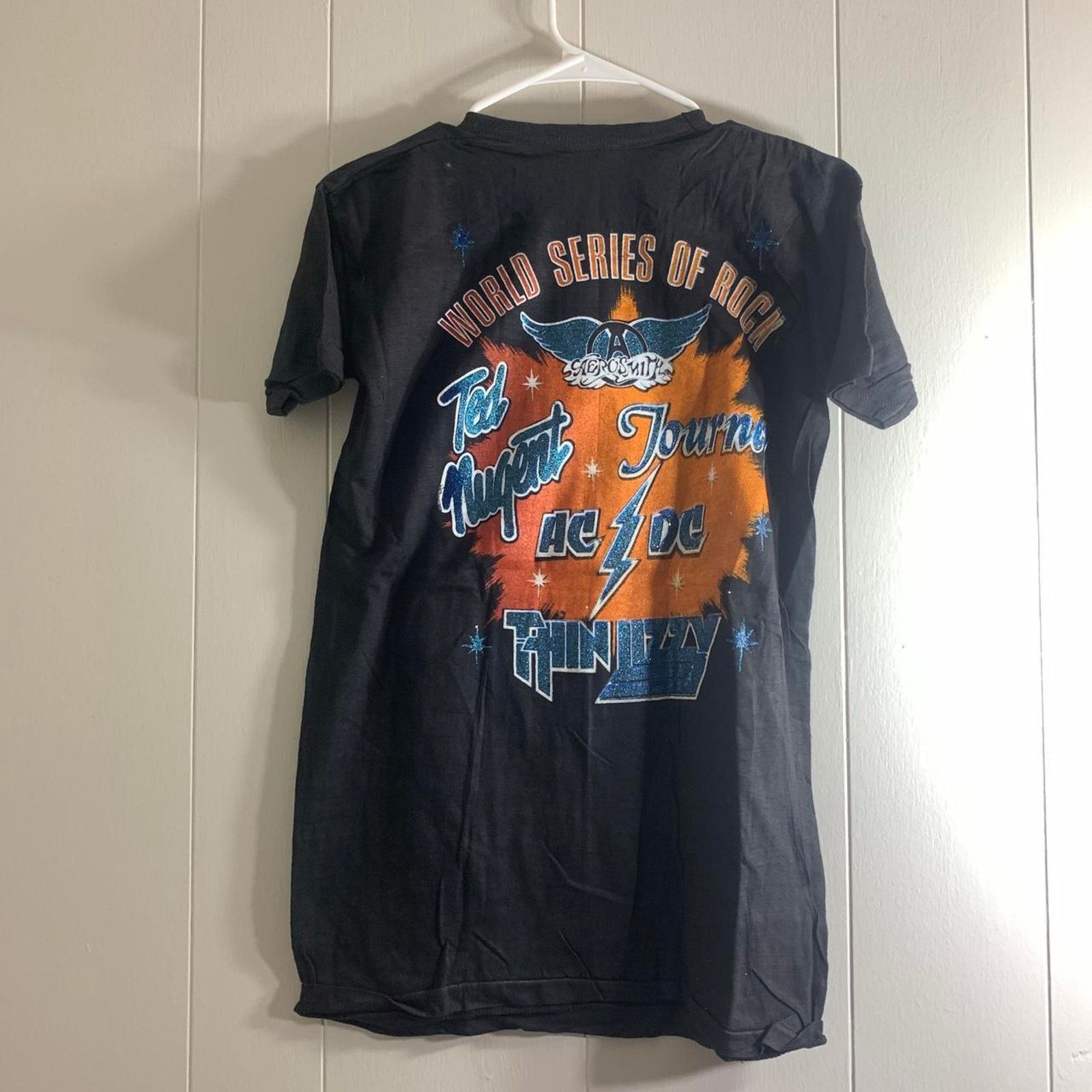 Vintage 1979 AEROSMITH TED NUGENT JOURNEY AC/DC THIN LIZZY tee shirt Size US M / EU 48-50 / 2 - 6 Thumbnail