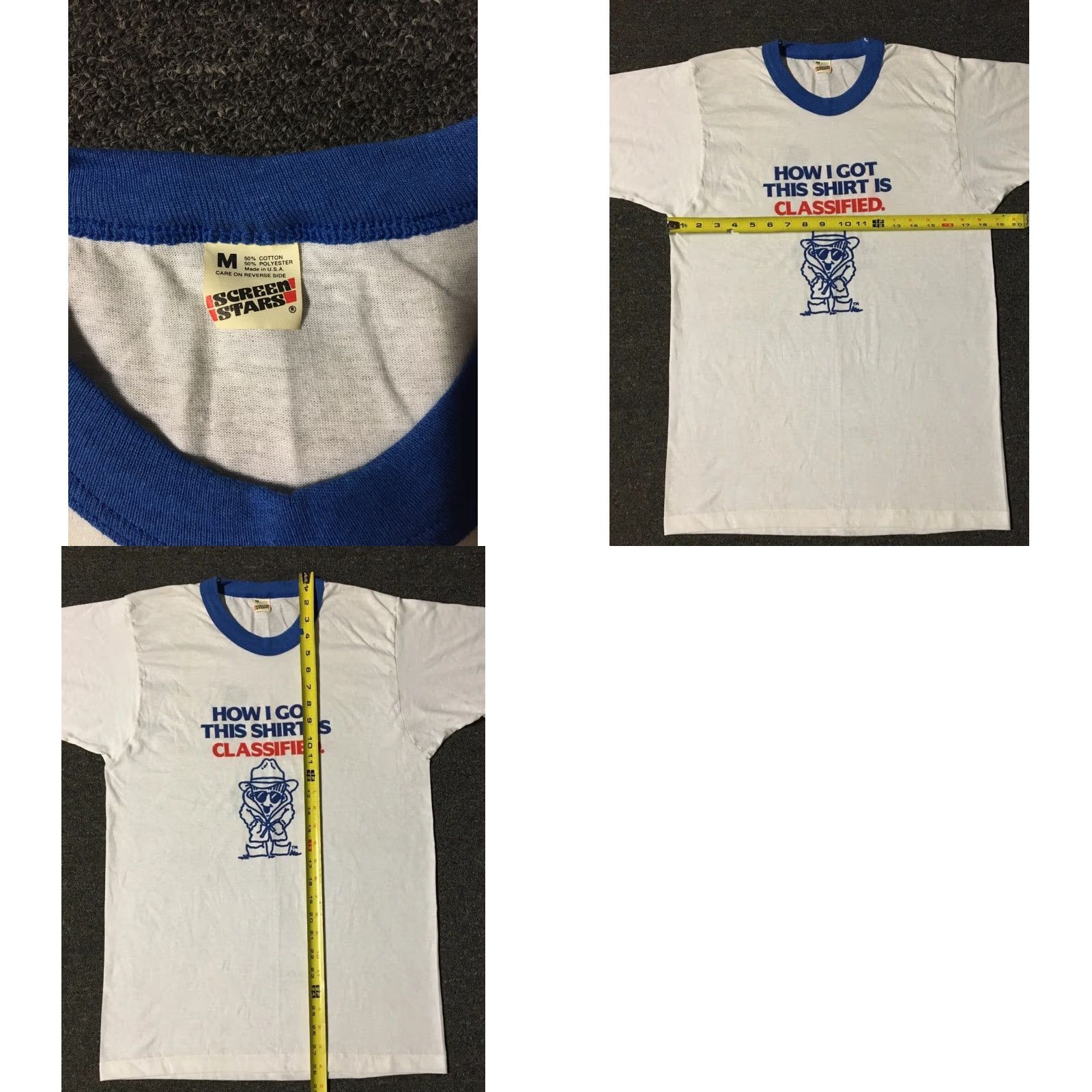 Vintage VINTAGE How I Got This Shirt Is Classified Faded Shirt M Funny Saying Grunge 80s 90s T-Shirt White Mens Short Sleeve Single Stitch USA Graphic Tee Size US M / EU 48-50 / 2 - 9 Thumbnail