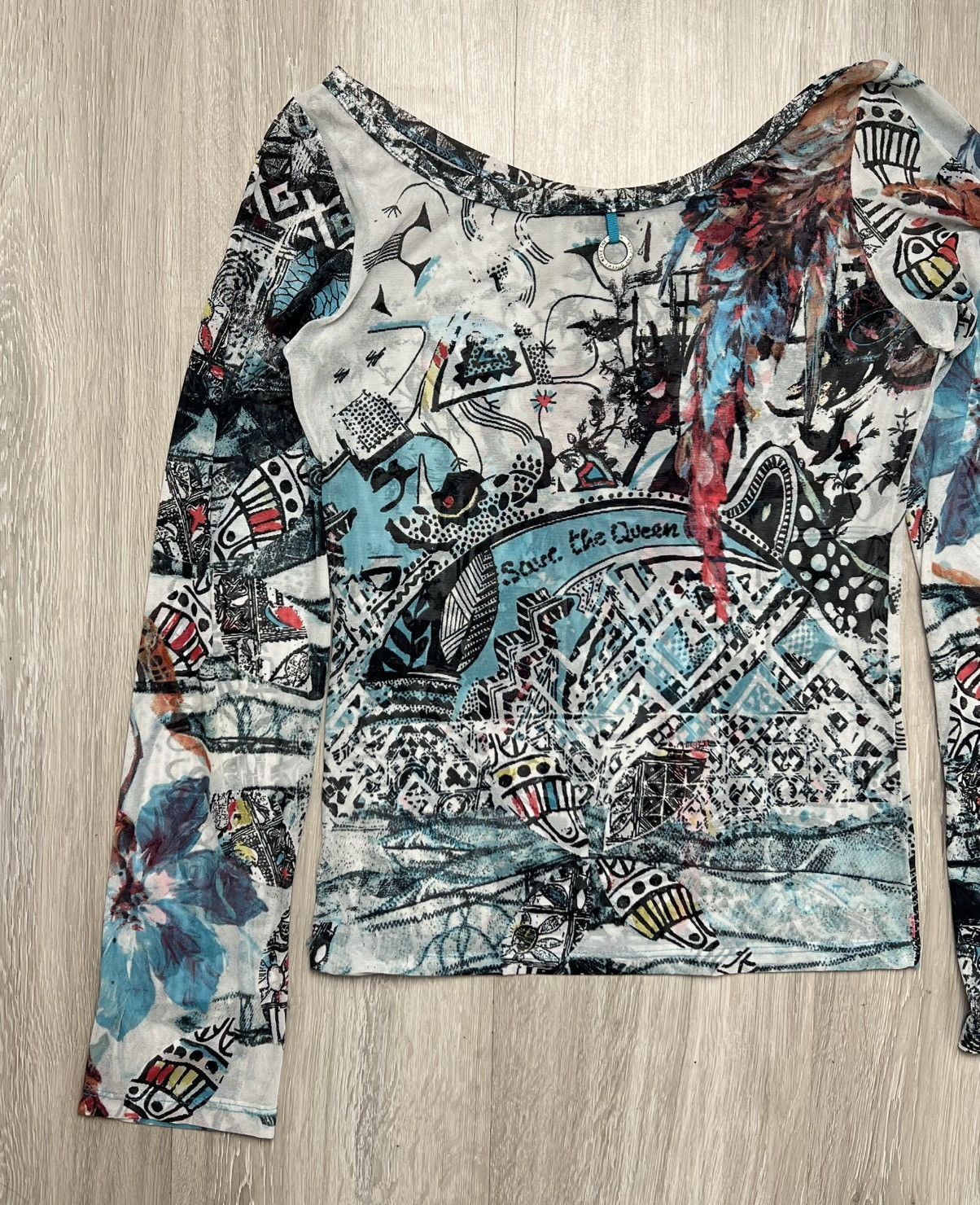 Japanese Brand Save Queen Top Vintage Y2K Women's Mesh Long Sleeve Size M / US 6-8 / IT 42-44 - 5 Thumbnail