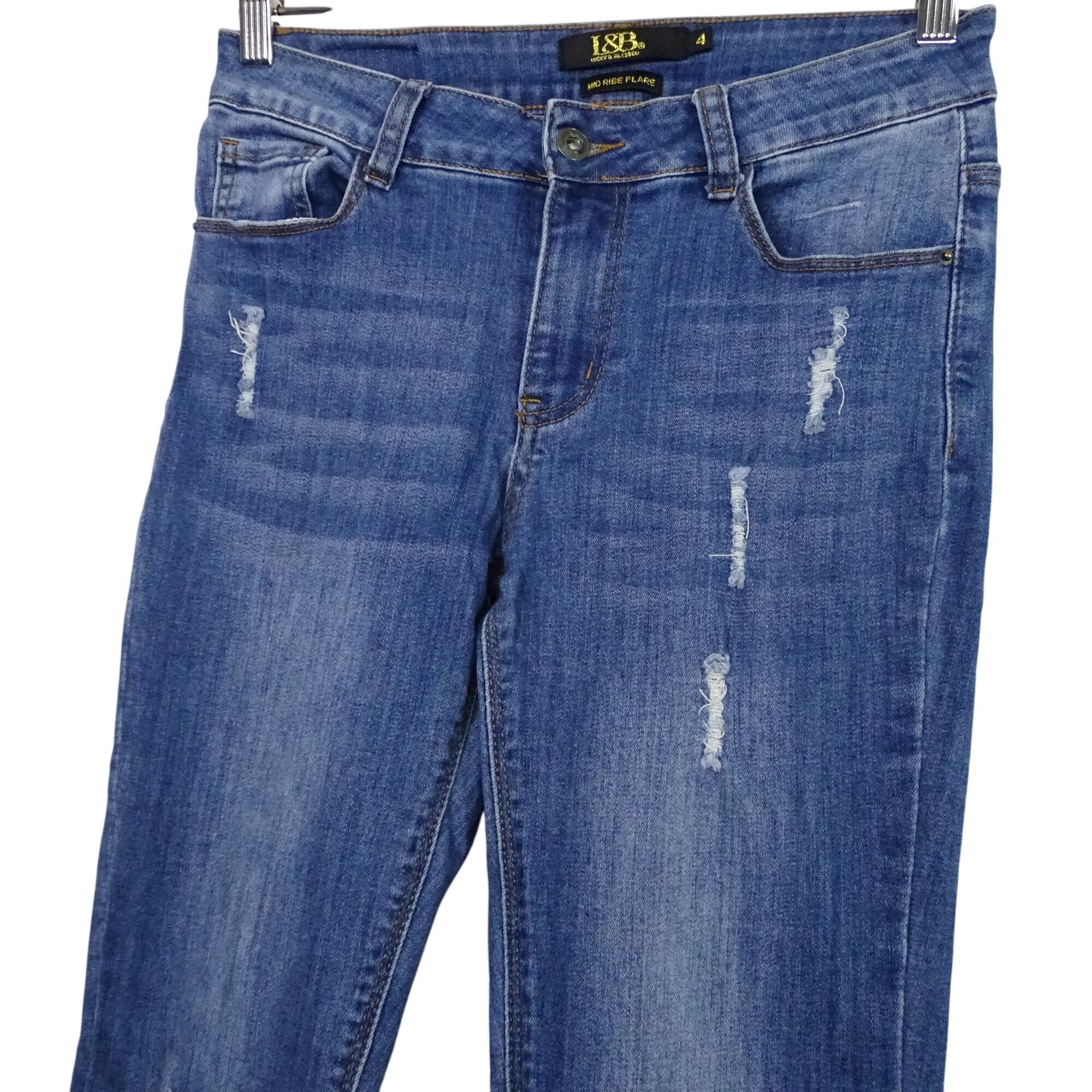 Other L&B Lucky Blessed Mid Rise Flare Jeans Size 4 Distressed Size 27" / US 4 / IT 40 - 2 Thumbnail