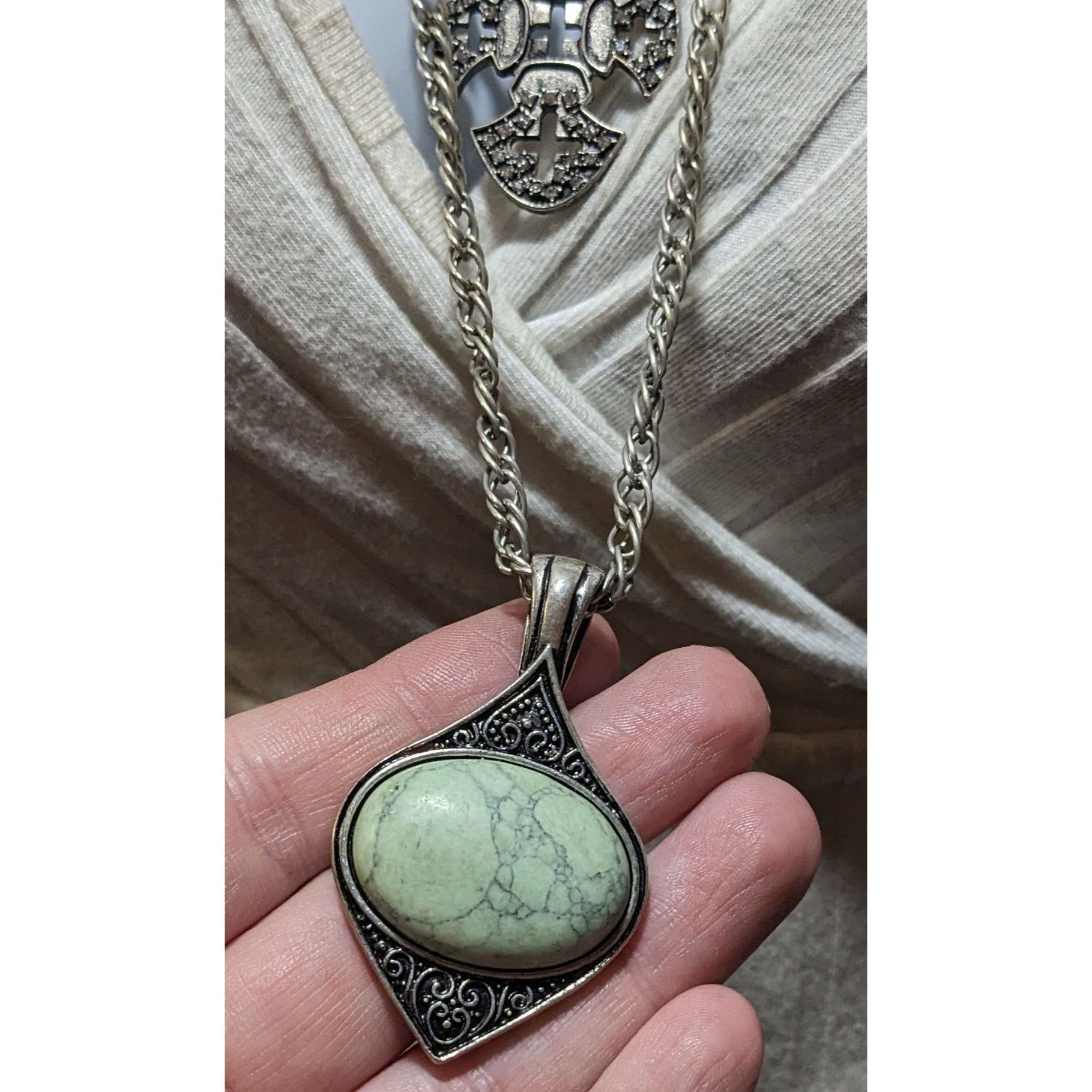 Other Whimsygoth Multilayer Double Pendant Cross And Cabochon Neck Size ONE SIZE - 8 Thumbnail