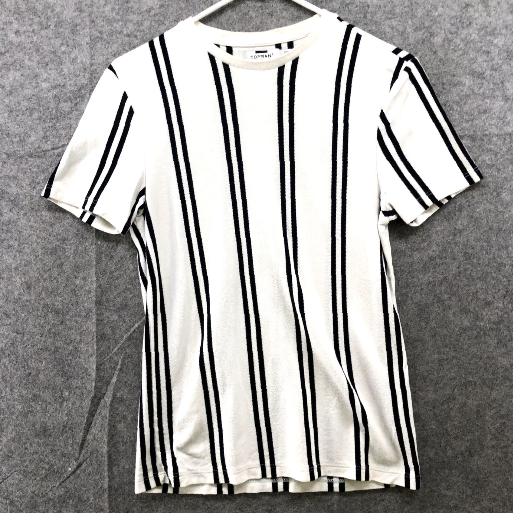 Topman Topman T Shirt Mens XXS White Black Stripe Short Sleeve Crewneck Cotton Size US XXS / EU 40 - 2 Thumbnail