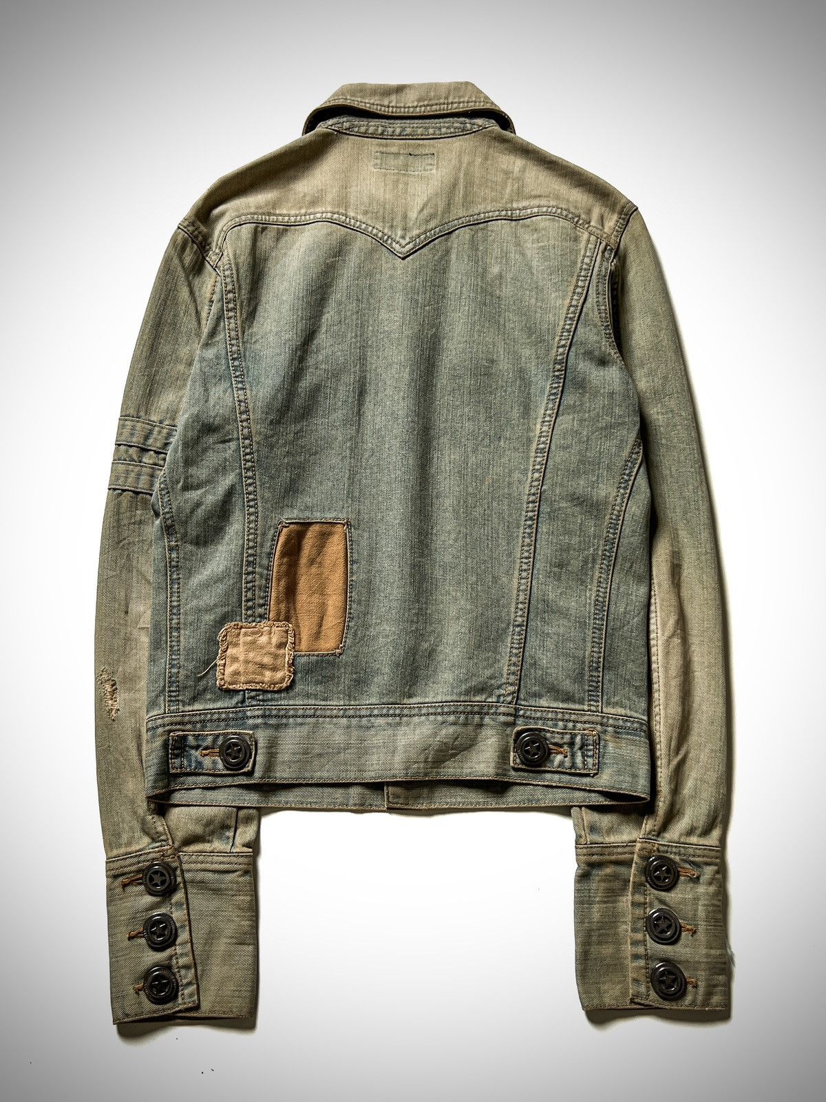 If Six Was Nine Led Rechwe Fur Patch Mud Wash Denim Jacket Early 00s Size US M / EU 48-50 / 2 - 10 Thumbnail