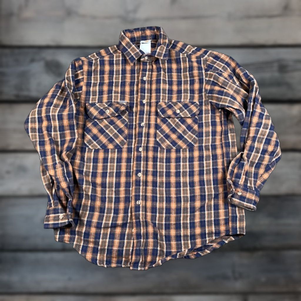 Carhartt VINTAGE Carhartt Flannel Shirt Adult Medium Blue Brown Plaid Workwear 90s Grunge Mens Size US M / EU 48-50 / 2 - 1 Thumbnail