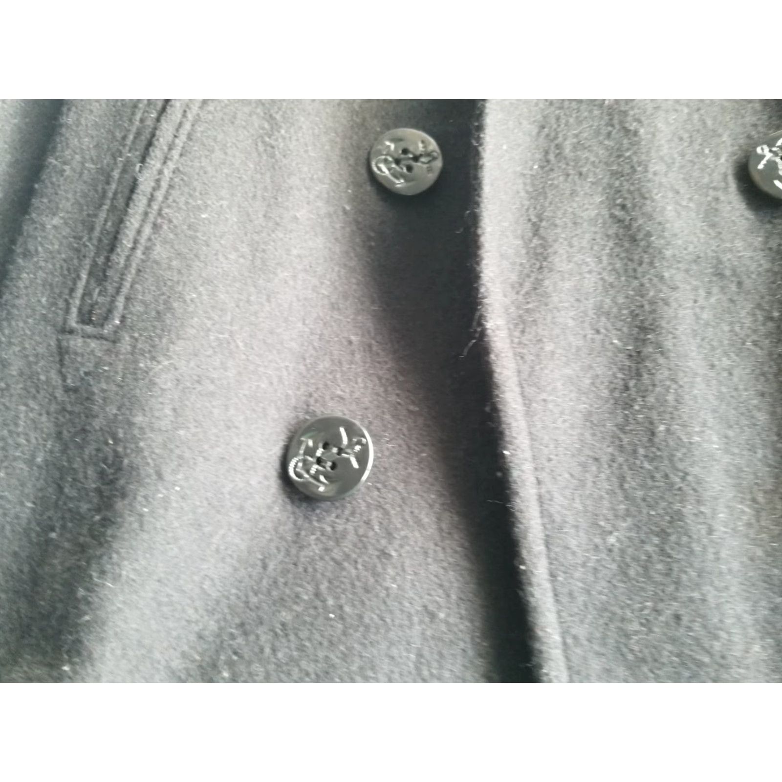 Vintage Marvin Richards Pea Coat Winter Wool Black Coat Size 6 Petite Made in USA Women Coat USA Winter Petite Black Size M / US 6-8 / IT 42-44 - 3 Thumbnail