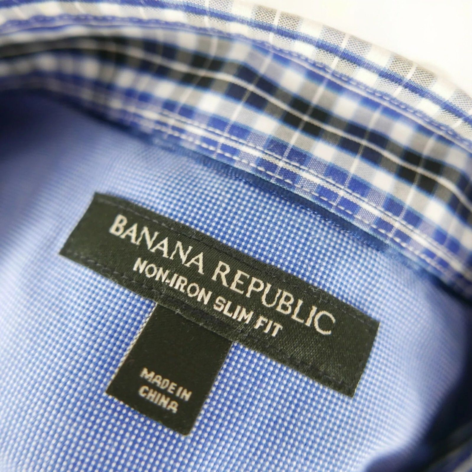 Banana Republic Banana Republic Mens Long Sleeve Blue Black Plaid Shirt L Size US L / EU 52-54 / 3 - 7 Thumbnail