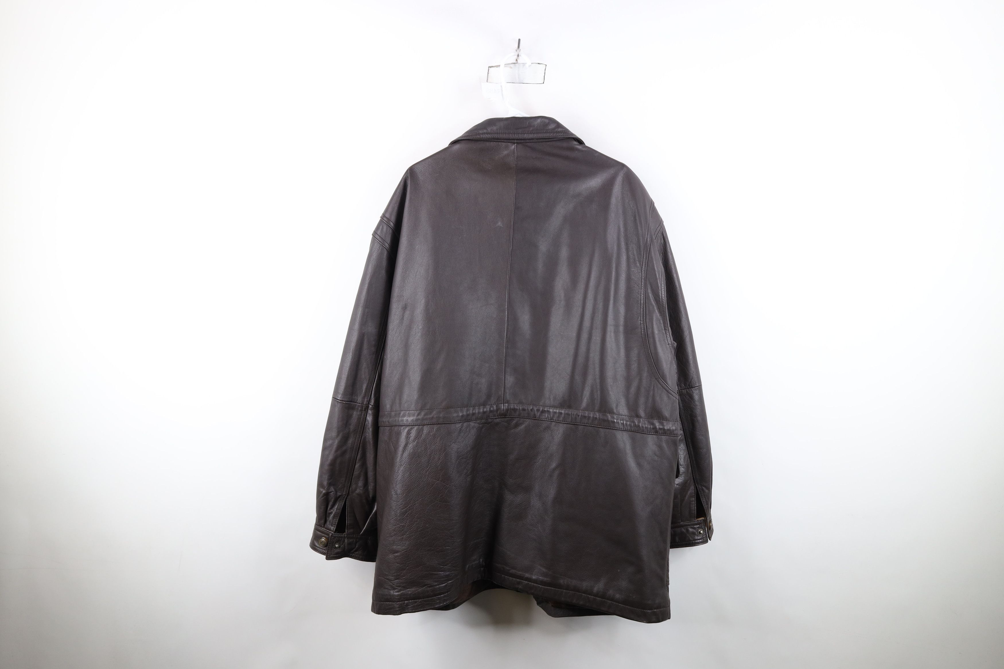 Members Only Vintage 90s Members Only Leather Chore Barn Jacket Brown Size US XL / EU 56 / 4 - 15 Thumbnail