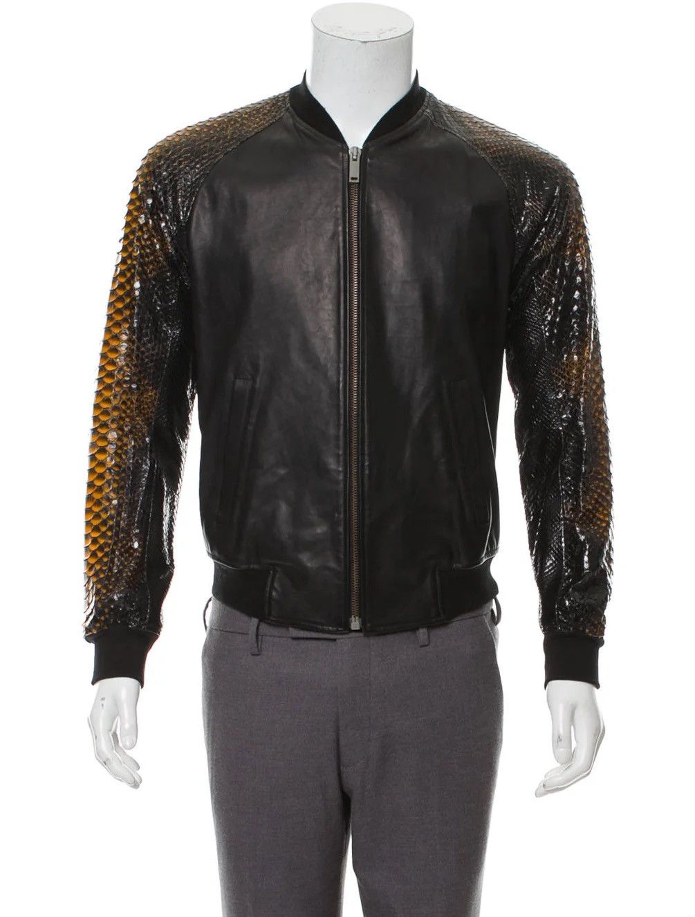 McQ Alexander McQueen ALEXANDER MCQUEEN BOMBER JACKET WITH PYTHON SLEEVES Size US XL / EU 56 / 4 - 4 Thumbnail