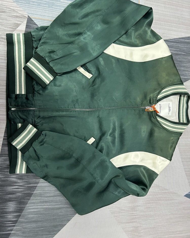 image of Visvim Douglas Stadium Rayon Old Baseball Jacket 23Ss Nakamu in Green, Men's (Size Small)