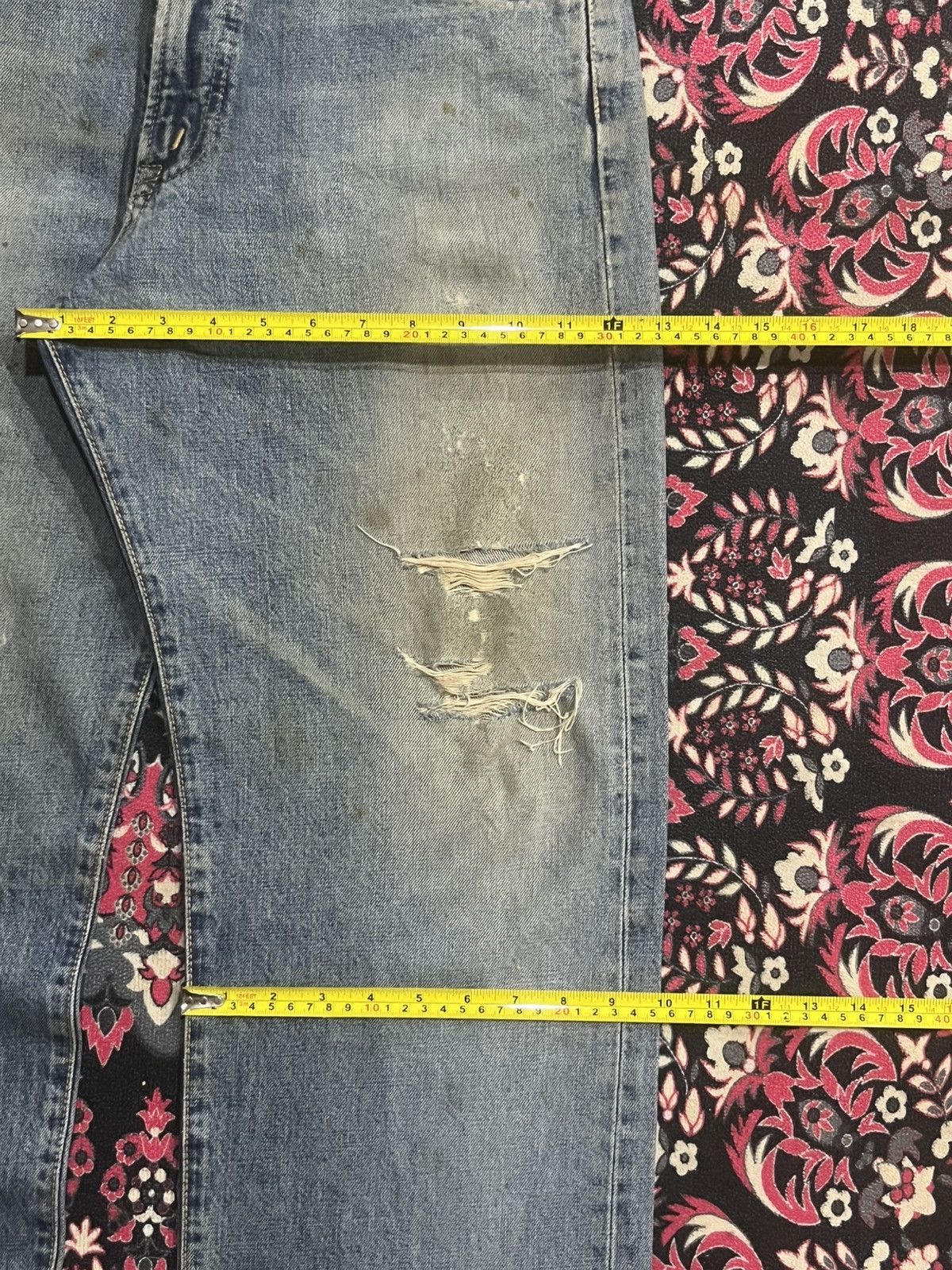 Kapital Vintage Edwin 505 Blue Wash Paint Splatter Rip Selvedge Jean Size US 30 / EU 46 - 17 Thumbnail