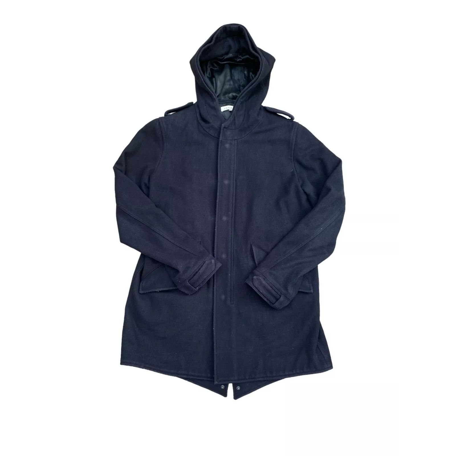 Sandro Navy Wool Parka Coat Size US L / EU 52-54 / 3 - 3 Thumbnail
