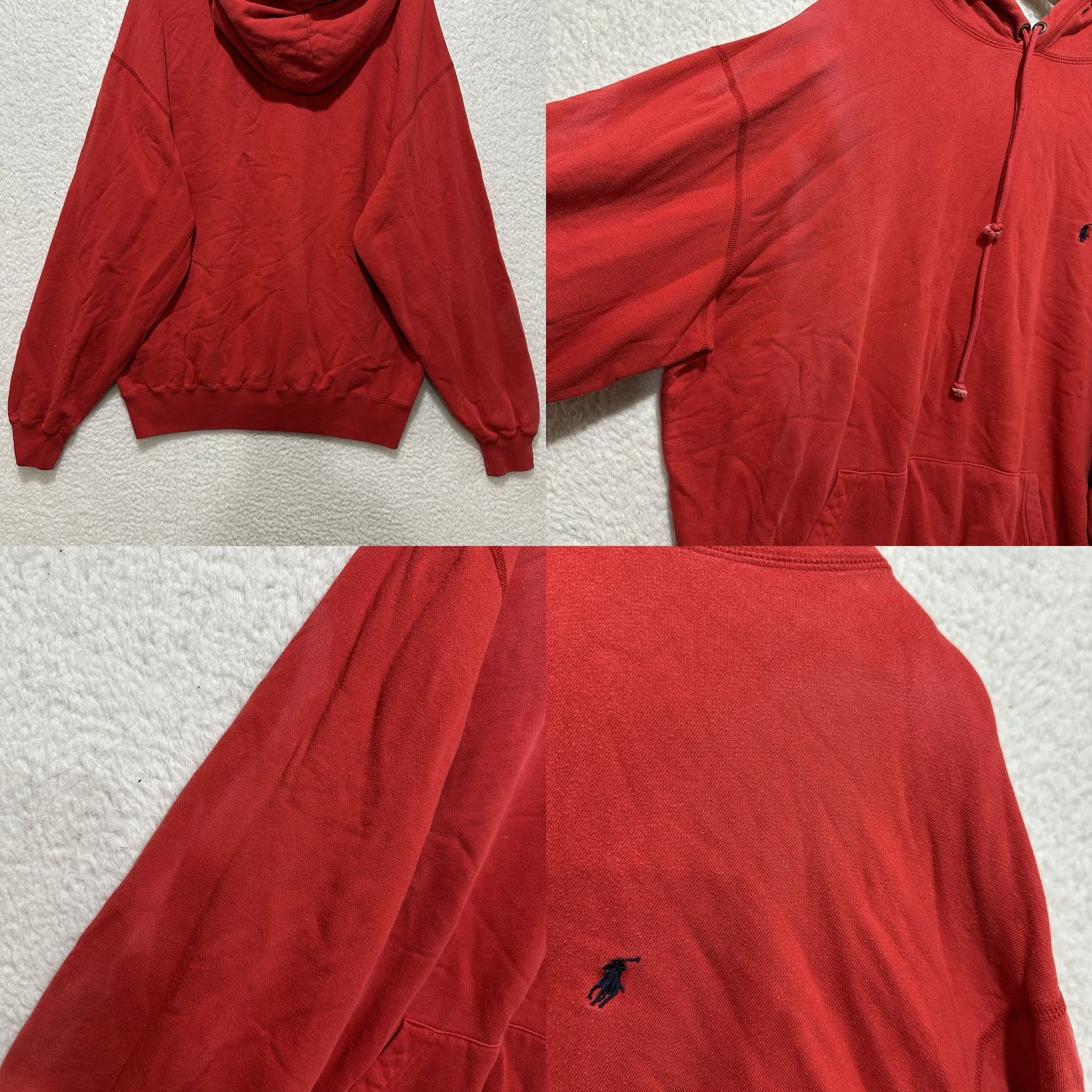 Polo Ralph Lauren VINTAGE Polo Ralph Lauren Hoodie Mens Red Fleece Pullover Drawstring Large Size US L / EU 52-54 / 3 - 8 Thumbnail