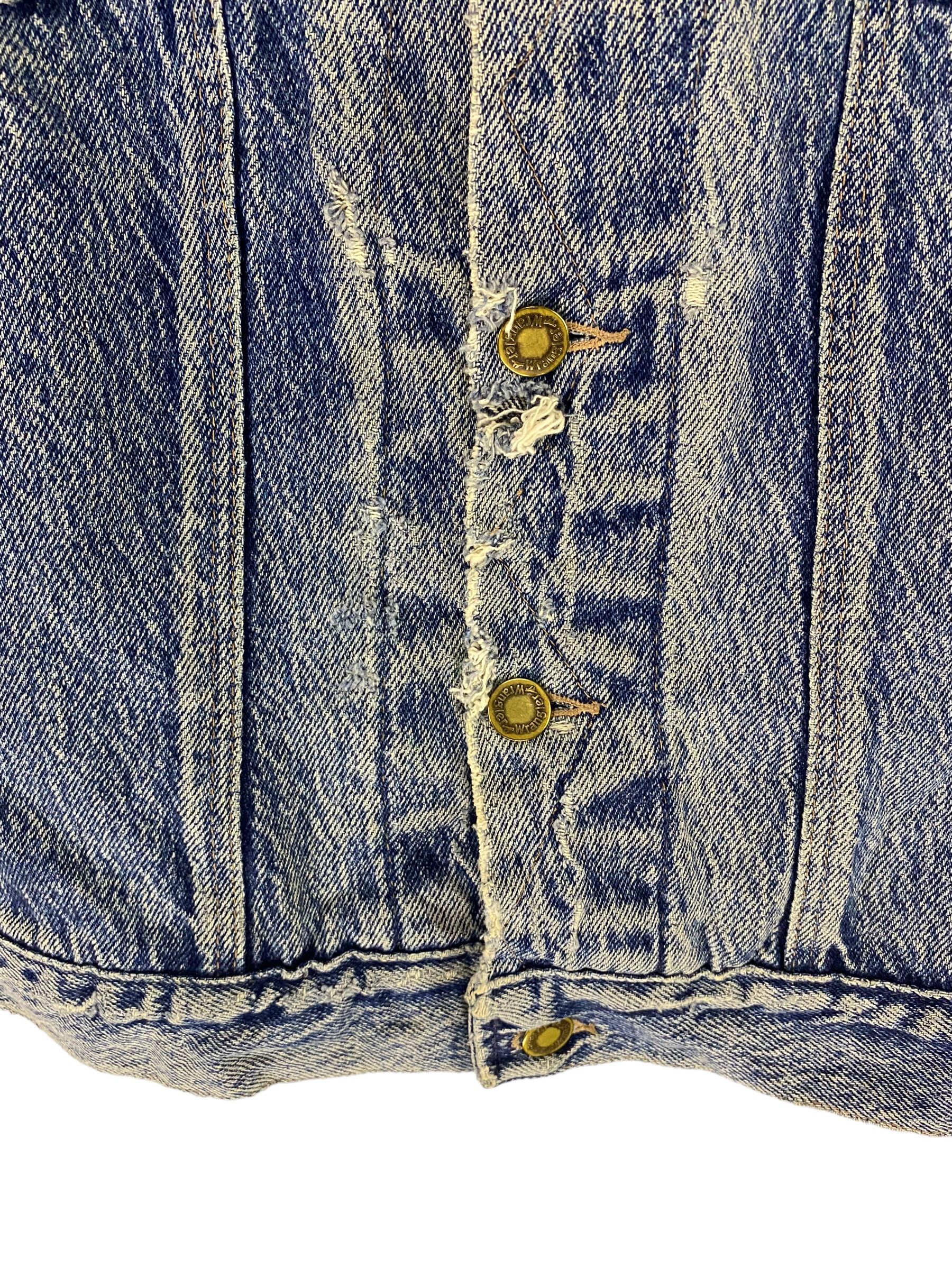 Vintage × Wrangler 90s Wrangler 15 Ozdistressed denim jacket Size US L / EU 52-54 / 3 - 9 Thumbnail