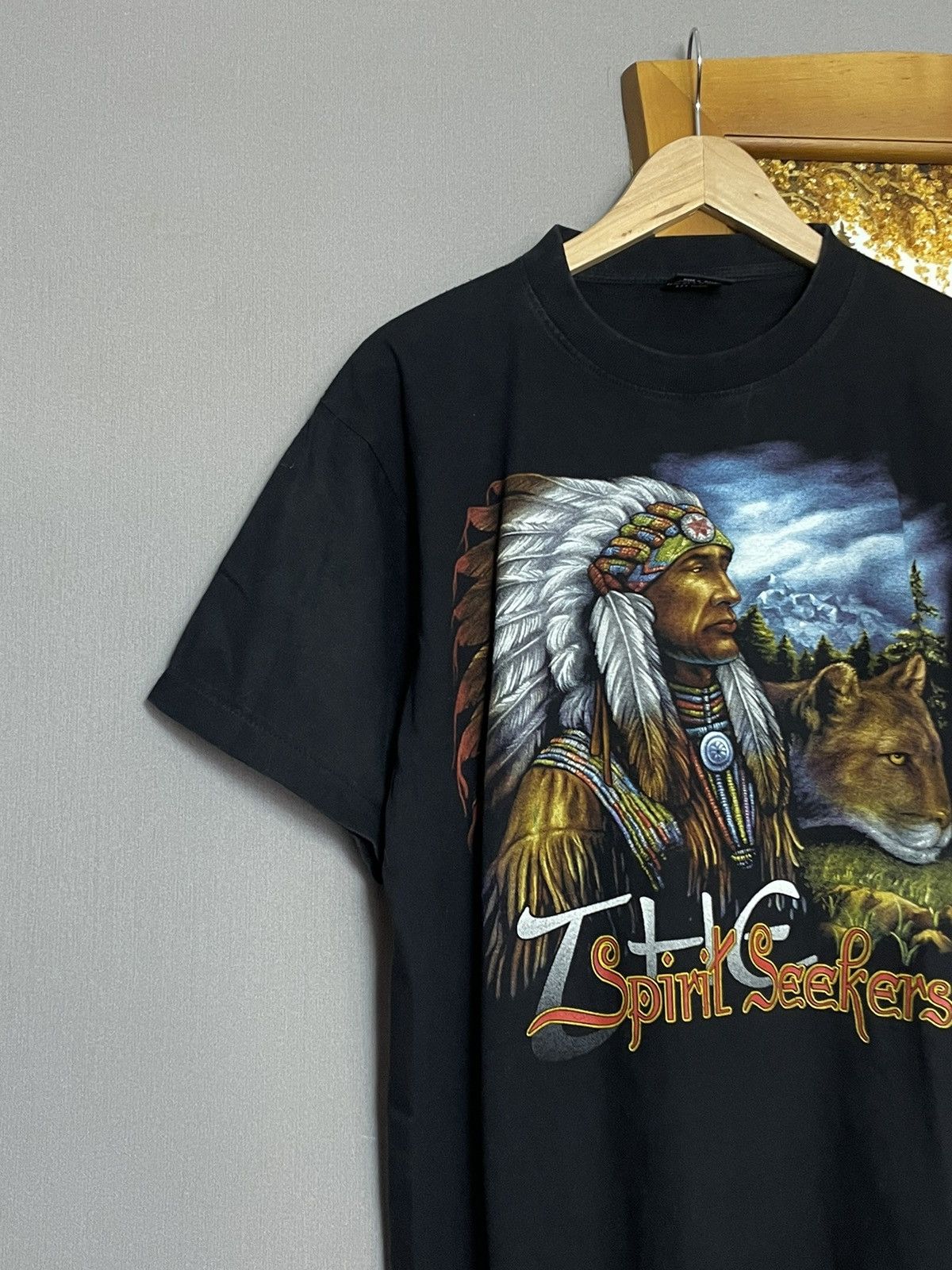 Band Tees × Vintage Vintage Cropped Native American Indian Double Sided T-shirt Size US L / EU 52-54 / 3 - 4 Thumbnail