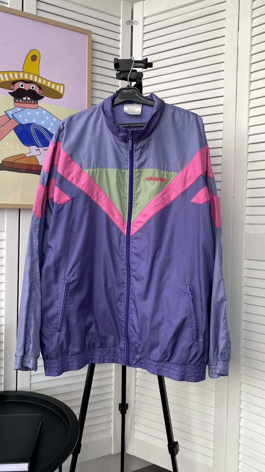 Adidas × Vintage Vintage Adidas Track Retro Jacket Nylon 90s Purple Size US M / EU 48-50 / 2 - 2 Thumbnail