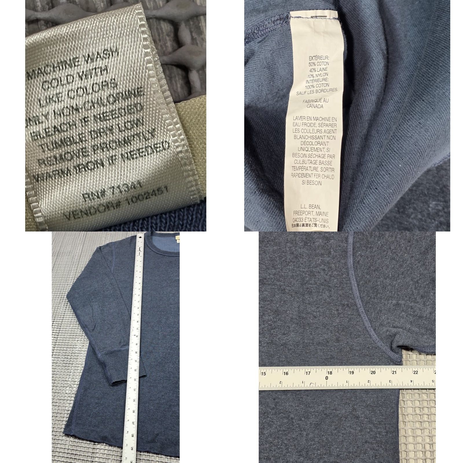 Vintage LL Bean Double Layer Long Sleeve Shirt Wool Blend Crew Neck Blue Mens L Reg Size US L / EU 52-54 / 3 - 8 Thumbnail