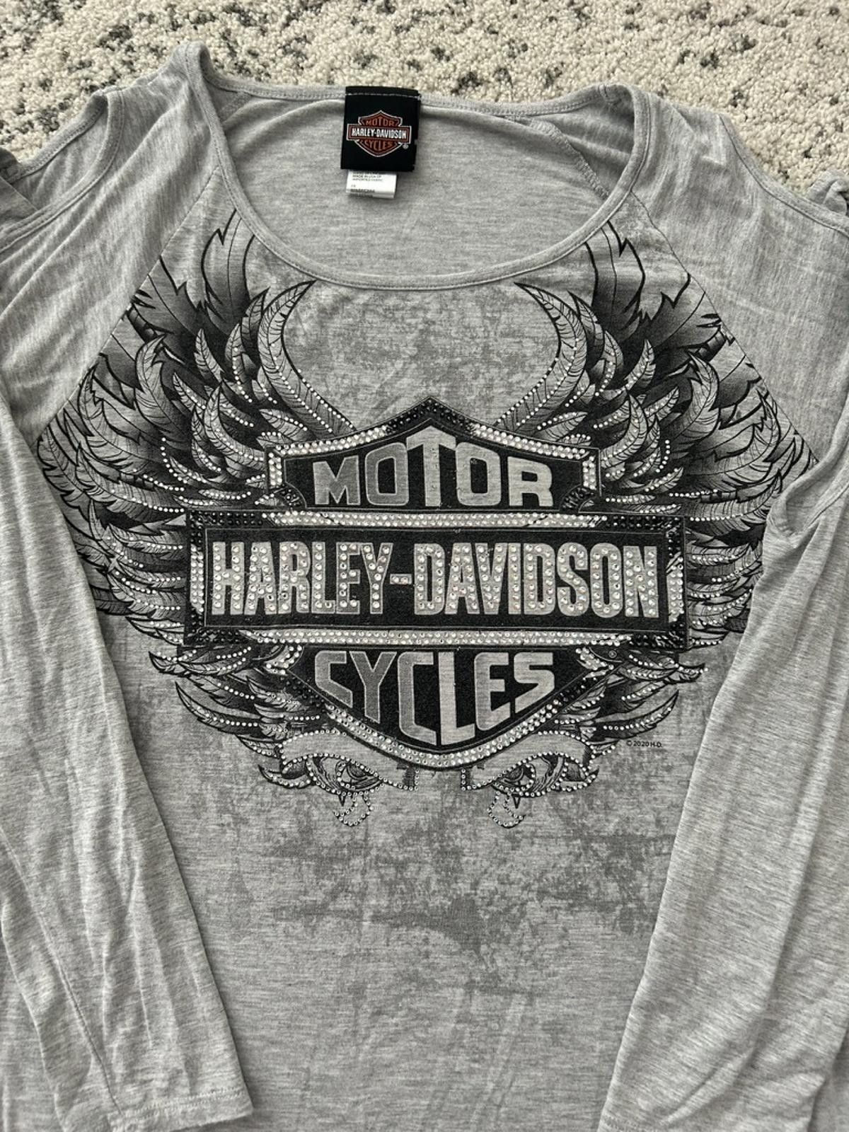 Harley Davidson Harley-Davidson Women's Long Sleeve Top with Winged Logo Size L / US 10 / IT 46 - 2 Thumbnail