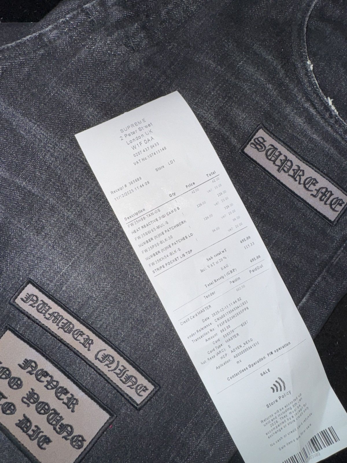 Number (N)ine × Supreme Supreme®/Number (N)ine Patches Loose Fit Selvedge Jean Size US 30 / EU 46 - 20 Thumbnail